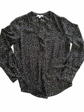 Maison D’Amelie Black & White Dot V-Neck Blouse